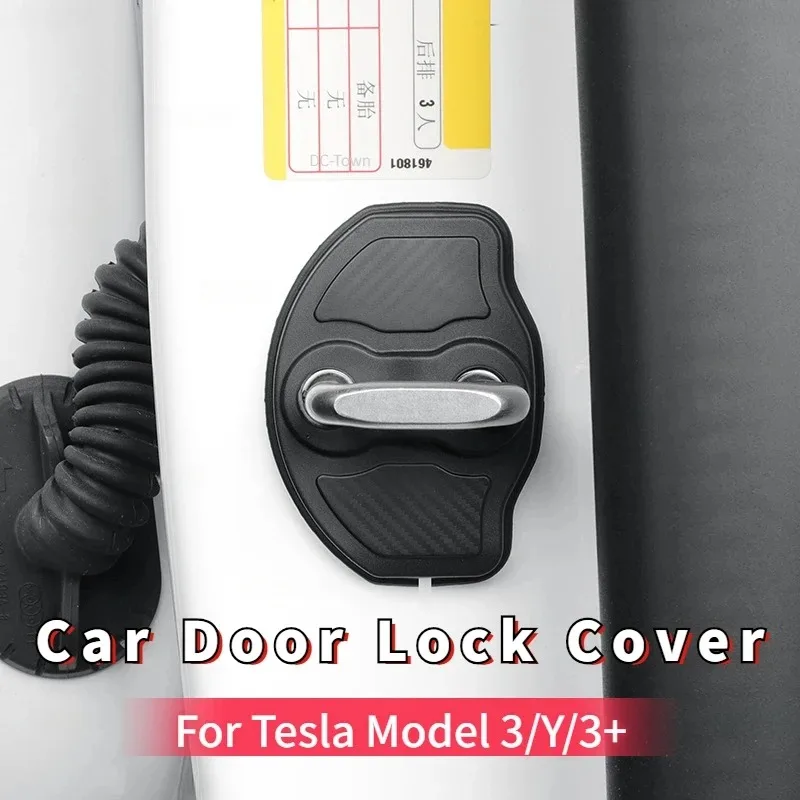 

4 шт. накладок на замки дверей для Tesla Model 3 Highland, Model Y, Junipe, защитные колпачки для дверных замков, аксессуары для тюнинга автомобиля
