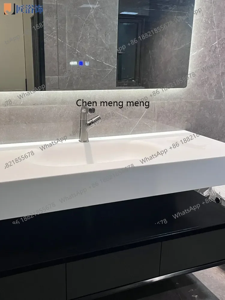 N138Light luxury, Corian integrated basin, washstand, rock slab bathroom cabinet combination, double-layer bathroom, customized.