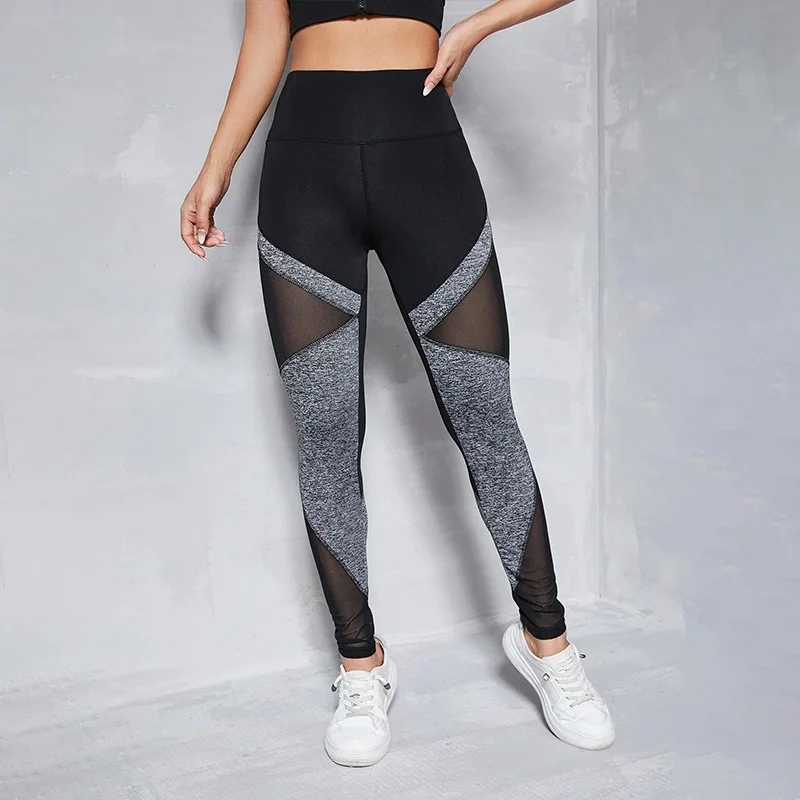 Yoga Pants Women Nude High Waist Breathable Hollow Out Mesh Sports Fitness Pants