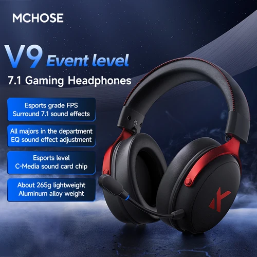 Imagen 2 del producto MCHOSE V9 Pro Auriculares para juegos, auriculares Bluetooth inalámbricos supraaurales de cuatro modos para PC con micrófono (estilo Delta)
