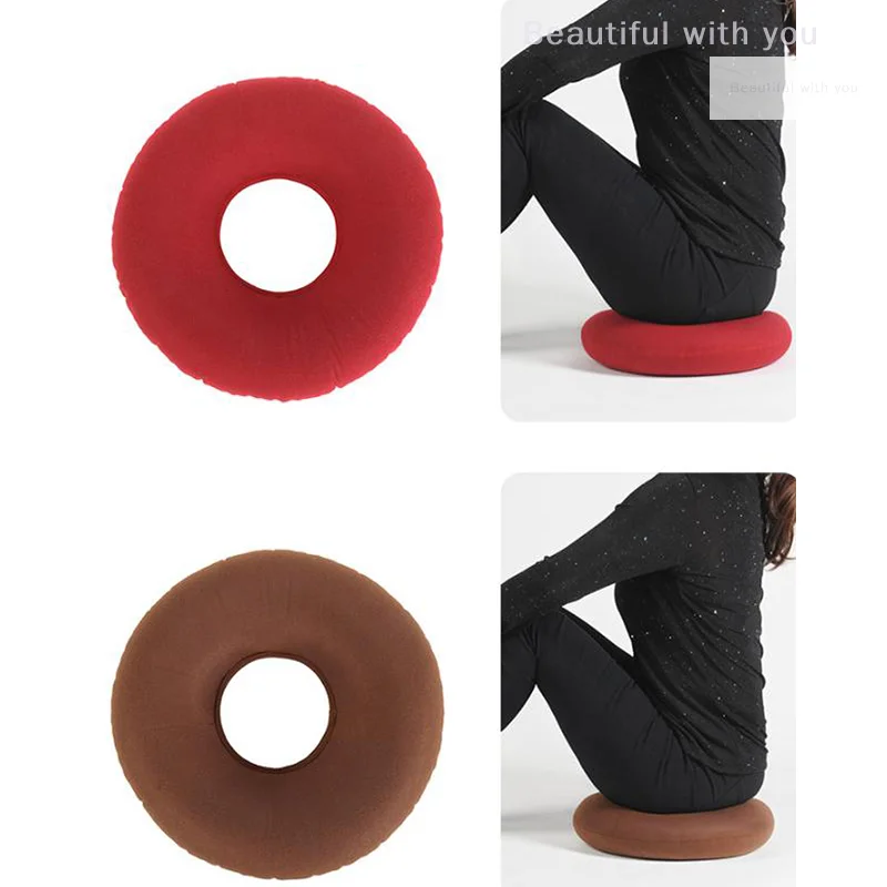 Bantalan Kursi Wasir Medis Penopang Pinggul 35Cm Bantal Donat Penghilang Rasa Sakit Tulang Ekor Bantalan Kursi Donat Anti Luka Baring dengan Pompa