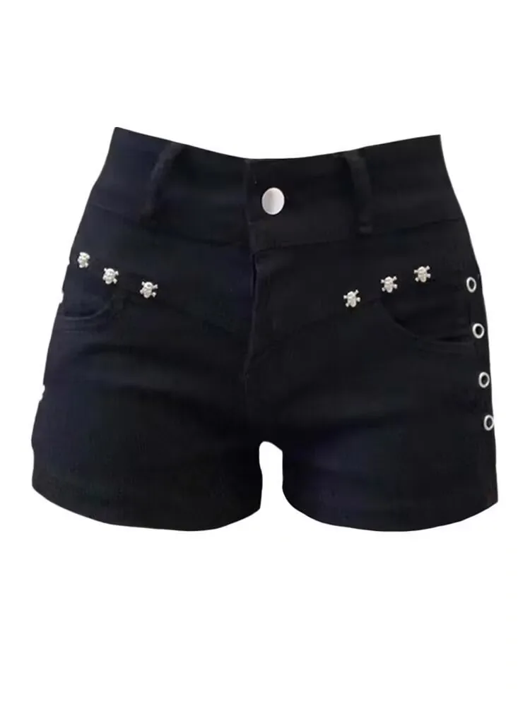 orts Vaqueros Nes Retro con Rehes Estilo Chica Picante, Nuevo Modelo de Verano, Talla ande, Estilo Americano, Diseñ...