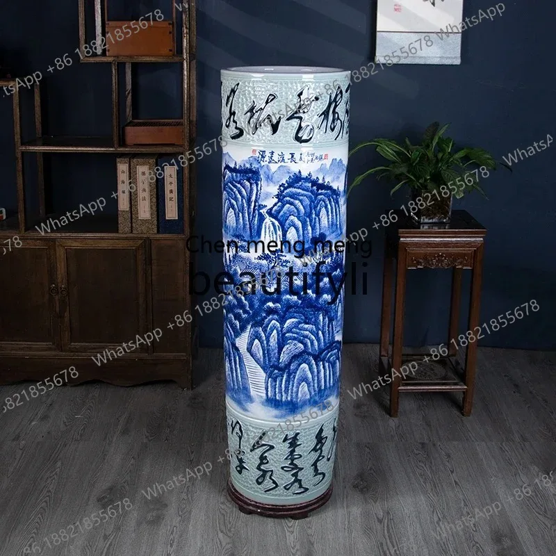 High-end hand-painted ceramic vase quiver Jingdezhen living room villa hotel opened floor ornament X