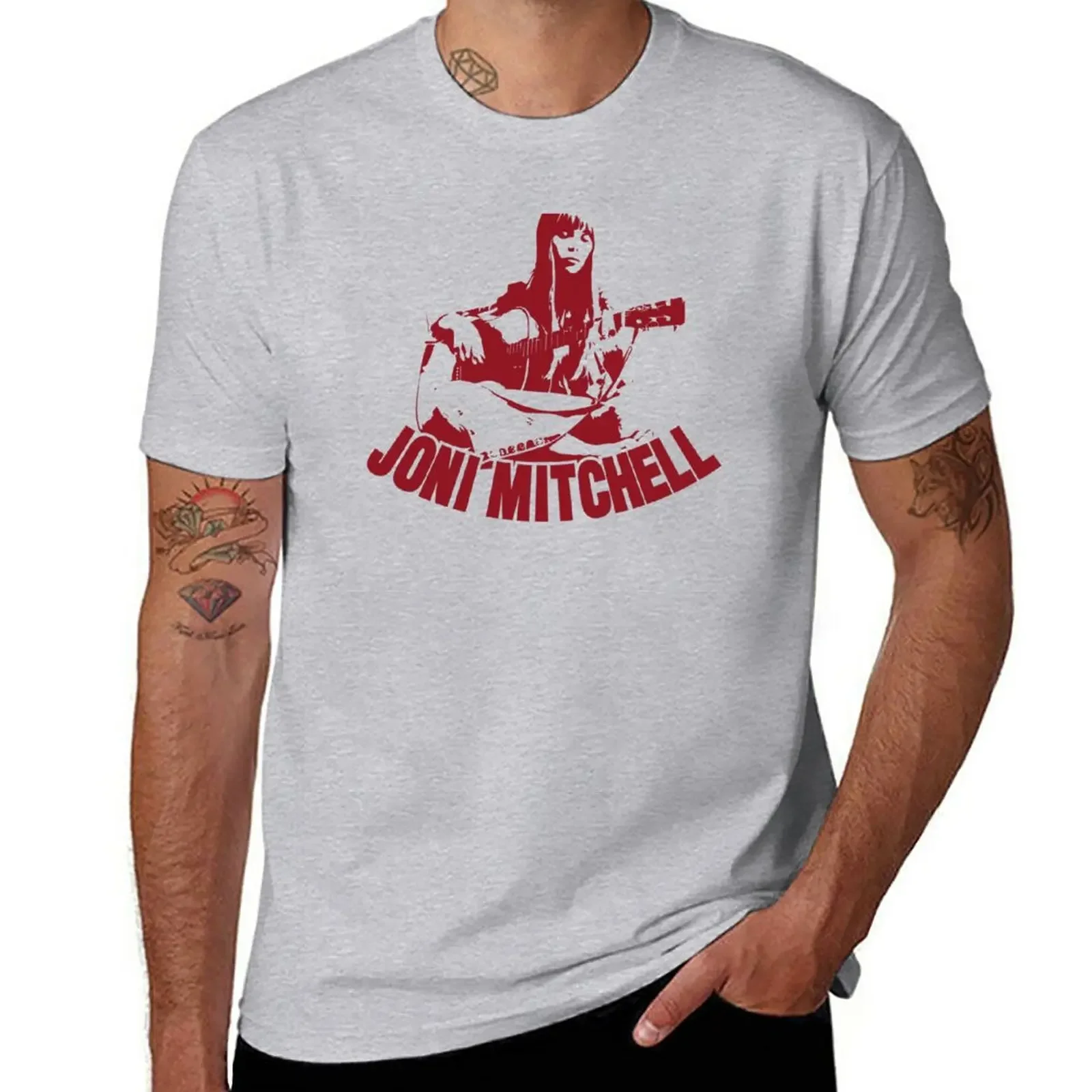 New Joni Mitchell red designs T-Shirt quick drying t-shirt cute clothes Short sleeve mens plain t shirts