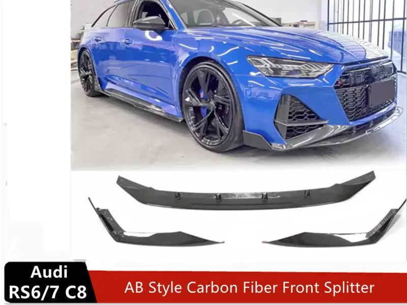 19-21 RS6 C8 Avant RS7 labio delantero estilo AB divisor de labio delantero de fibra de carbono para Audi