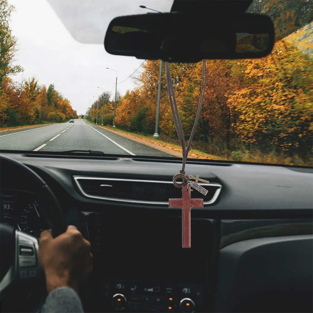 

3 PCS Car Pendant Rearview Mirror Ornaments Vehicle Charm Hanging Cross Decoration