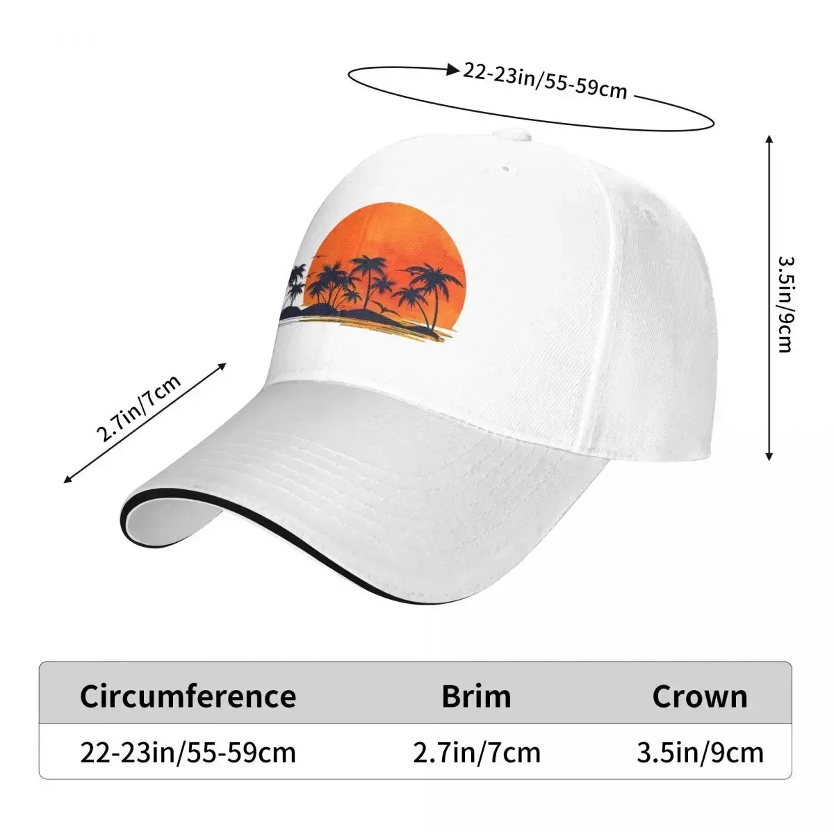 Sunset On Islands With Palm Trees - Red Style - Tropical Edition Baseball Caps Snapback Baseball Hats Breathable Casual Unisex