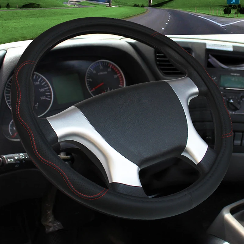 Car Steering Wheel Cover For 36 38 40 42 45 47 50 CM Big Truck Bus Van Volant Lorry Artificial Leather Non-slip Auto Protector