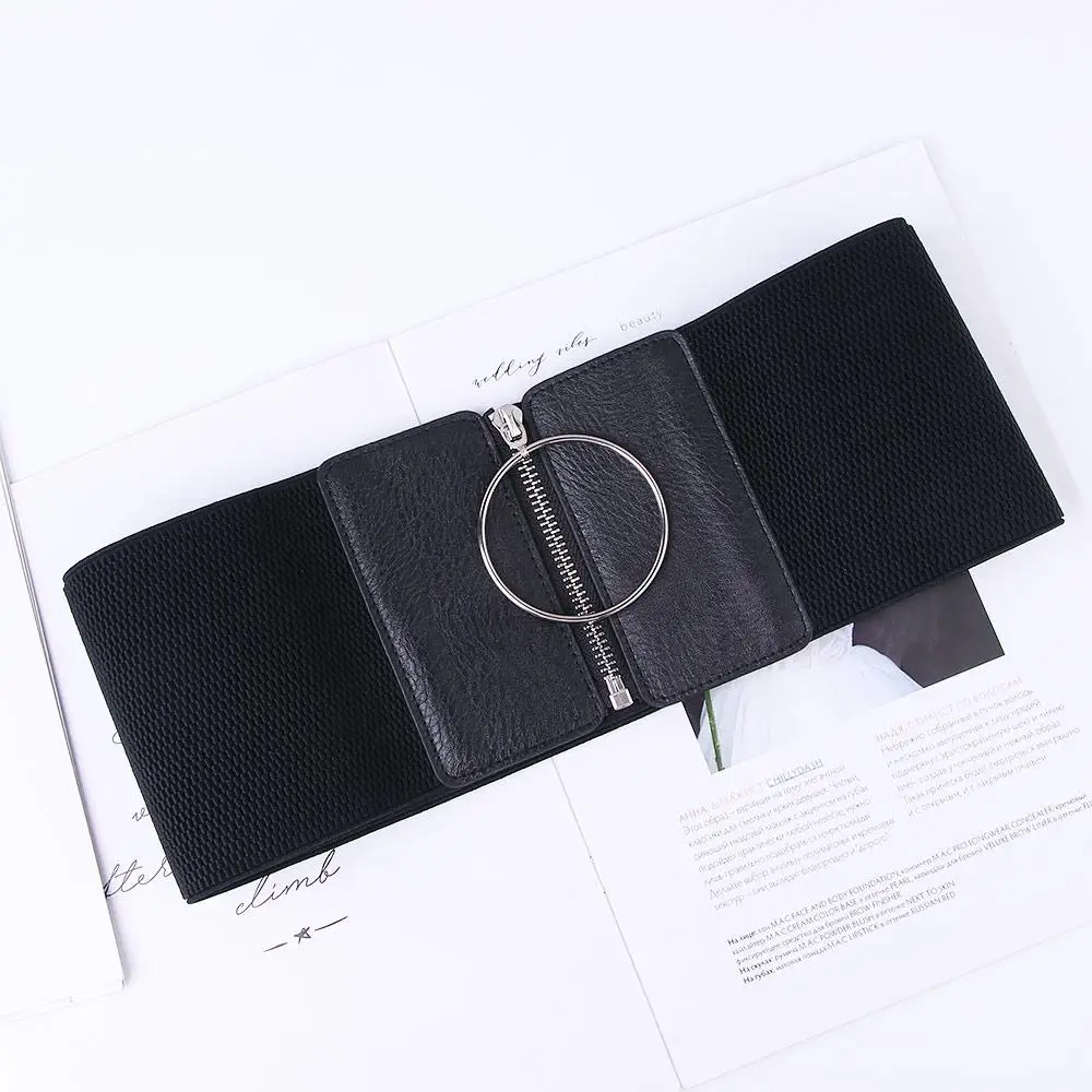 เข็มขัดรัดเอวหนัง PU แบบมีซิป ดีไซน์กระชับสัดส่วน เอวสูง สำหรับผู้หญิง