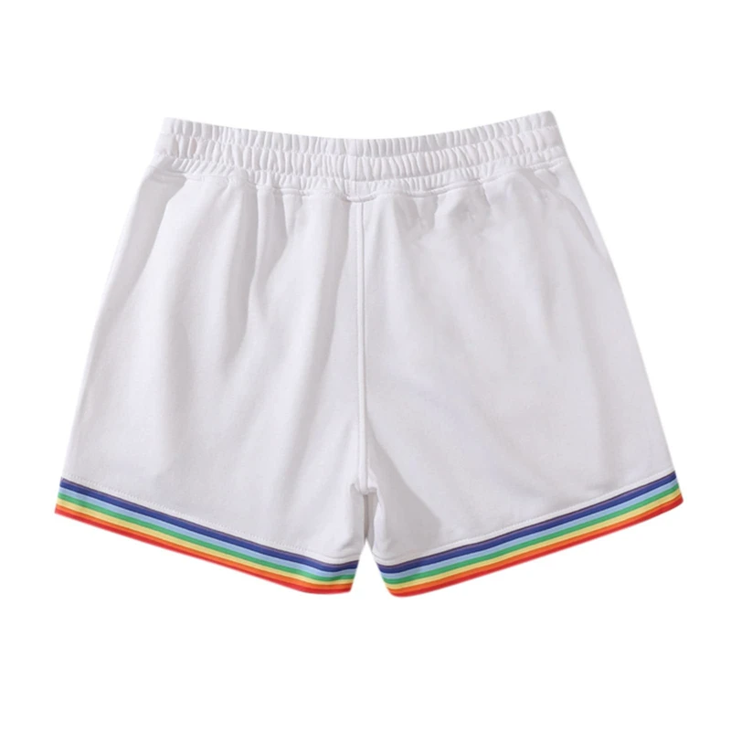 Men\'s shorts Solid Rainbow Printing Shorts Double Pocket Waist Loose Basketball Pants Casual Shorts Gym Running Training Shorts