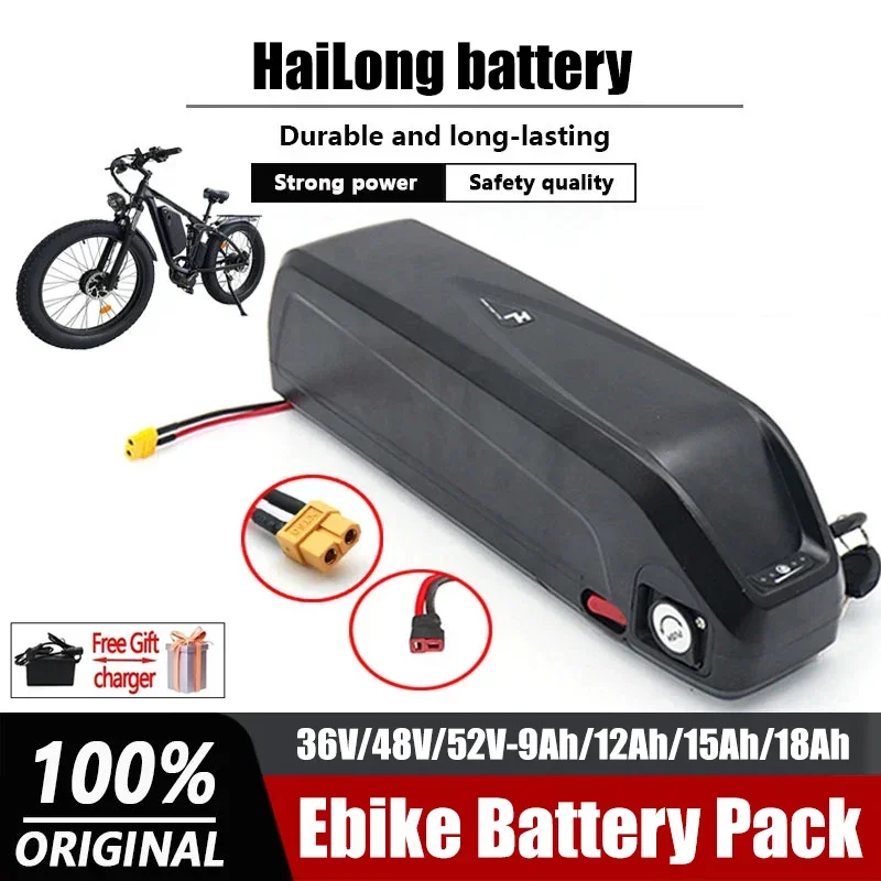 새로운 Hailong 배터리 36V 48V 52V 20Ah 9Ah 12Ah 15Ah 18Ah 18650 전기 리튬 배터리 팩 (500W 750W 1000W 모터 Hailong 용)
