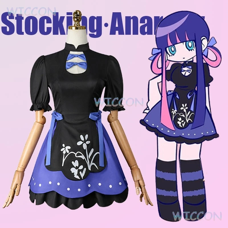 

Anime Panty & Stocking With Garterbelt Stocking·Anarchy Cosplay Black Lolita Dress Stocking Cosplay Wig Disfraz Women Hallowen