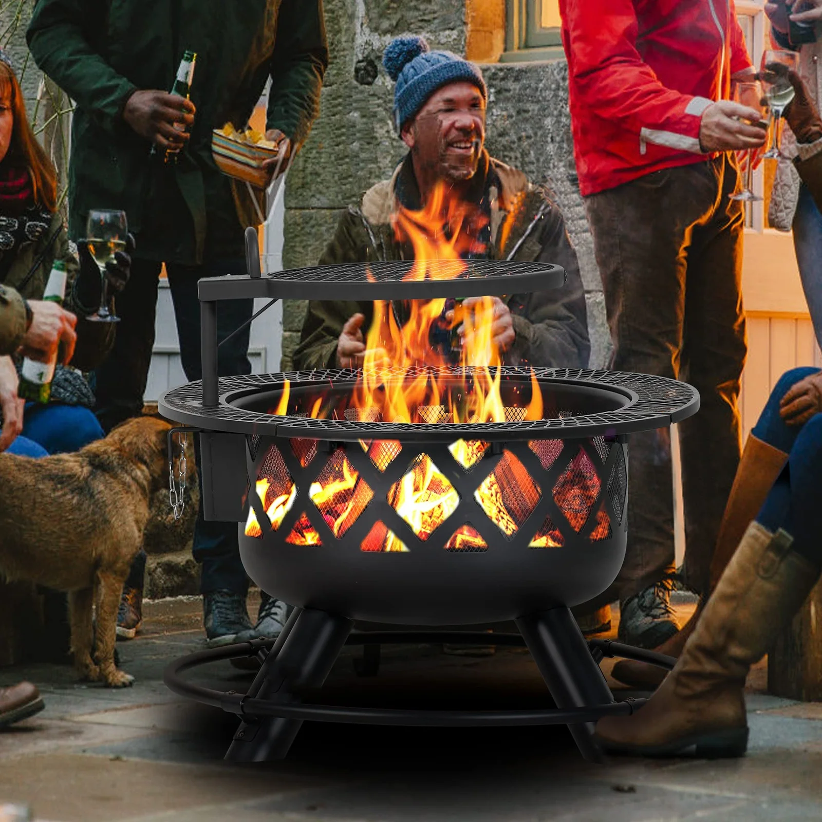 Large Outdoor Wood Burning Fir - Camping Cooking Fire Pit recension och pris
