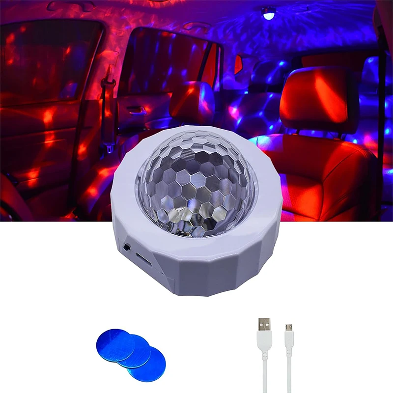 Car Interior DJ Ball Light with Sound Activated Function Portable Stage DJ Lamp Party Lights Rechargeable LED Party Strobe