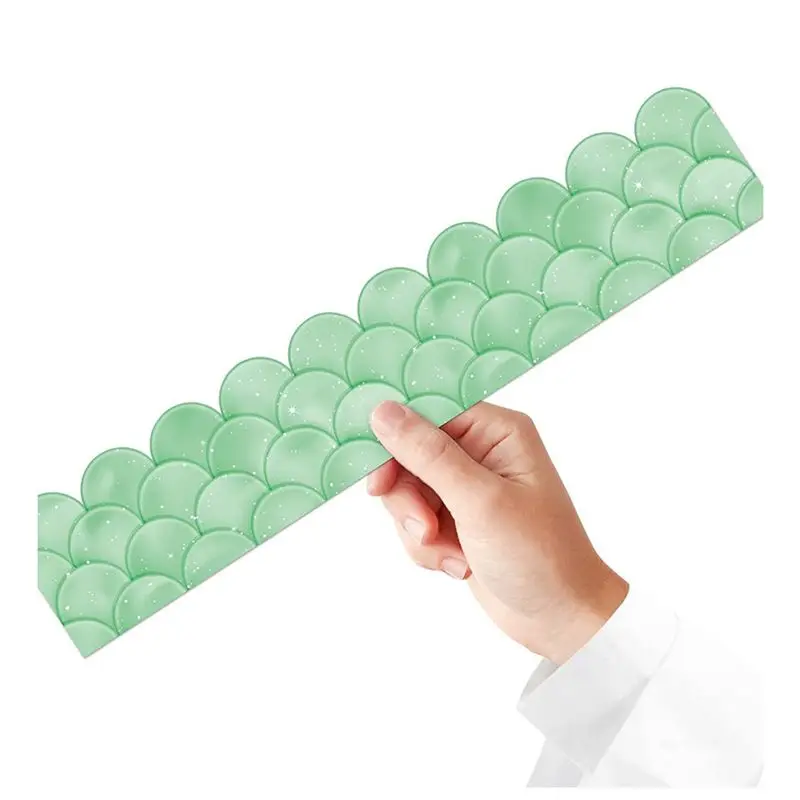 DTA4 2pcs 20M Ombre Green Scallops Bulletin Board Borders, Rainbow Straight Borders, Bulletin Board Decorations, Boho Rainbow