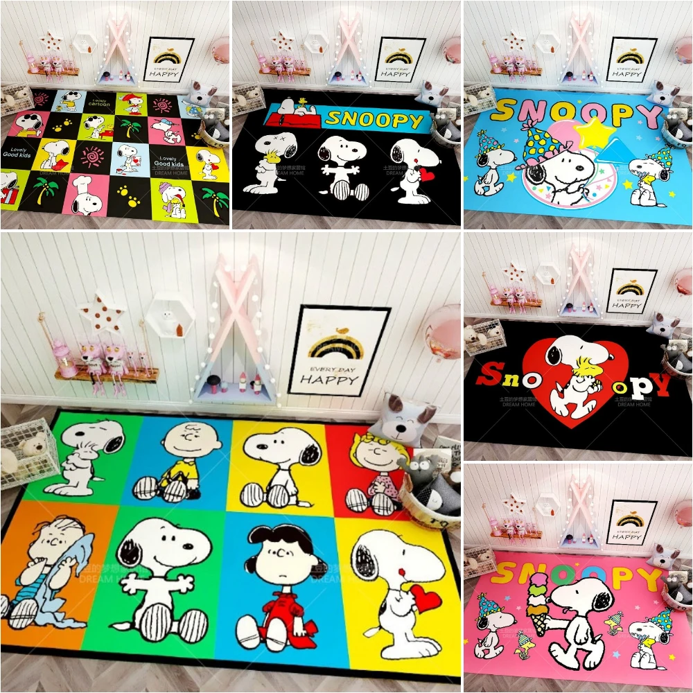 

MINISO Cute S-Snoopy Cartoon Large Area Rug Playroom Floor Mat Soft Carpet for Living Room Bedroom Decor Leisure Balcony Table