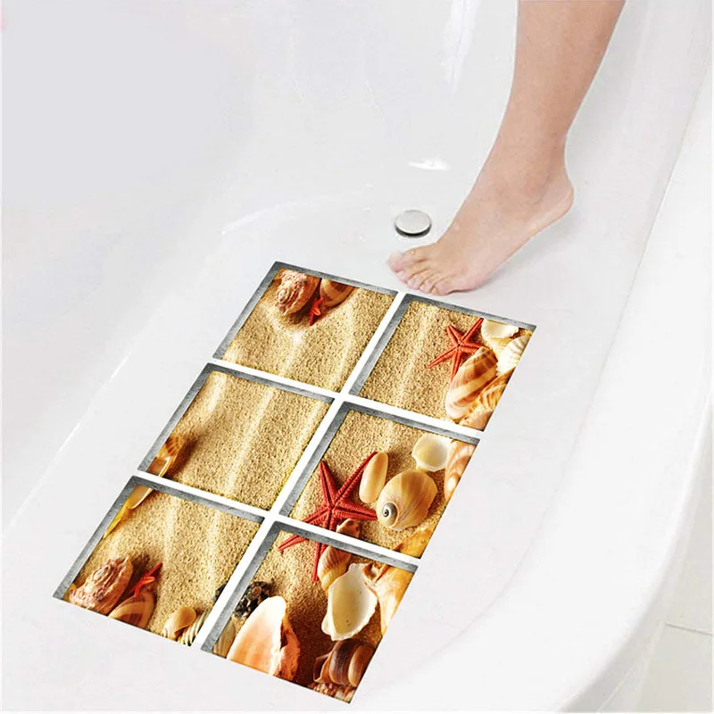 6pcs Waterproof 3D bathtub sticker non slip Child Kids Shower Bath Mat Self Adhesive Tub Bathroom Decal PVC Mural home decor