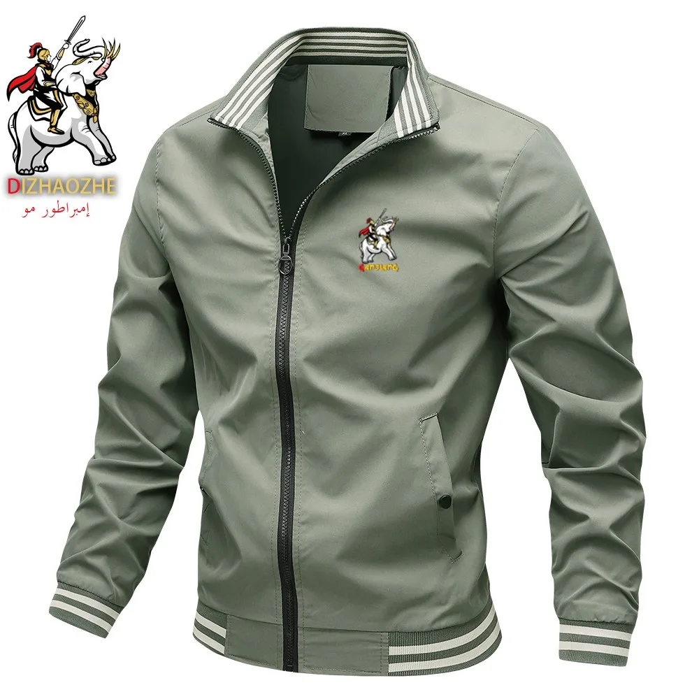 

Casual Men's Jaet Socie Youth Collar Outerwear Spring Autumn Faion Thin Print Top Polyester Fiber Stand Fit Zipper