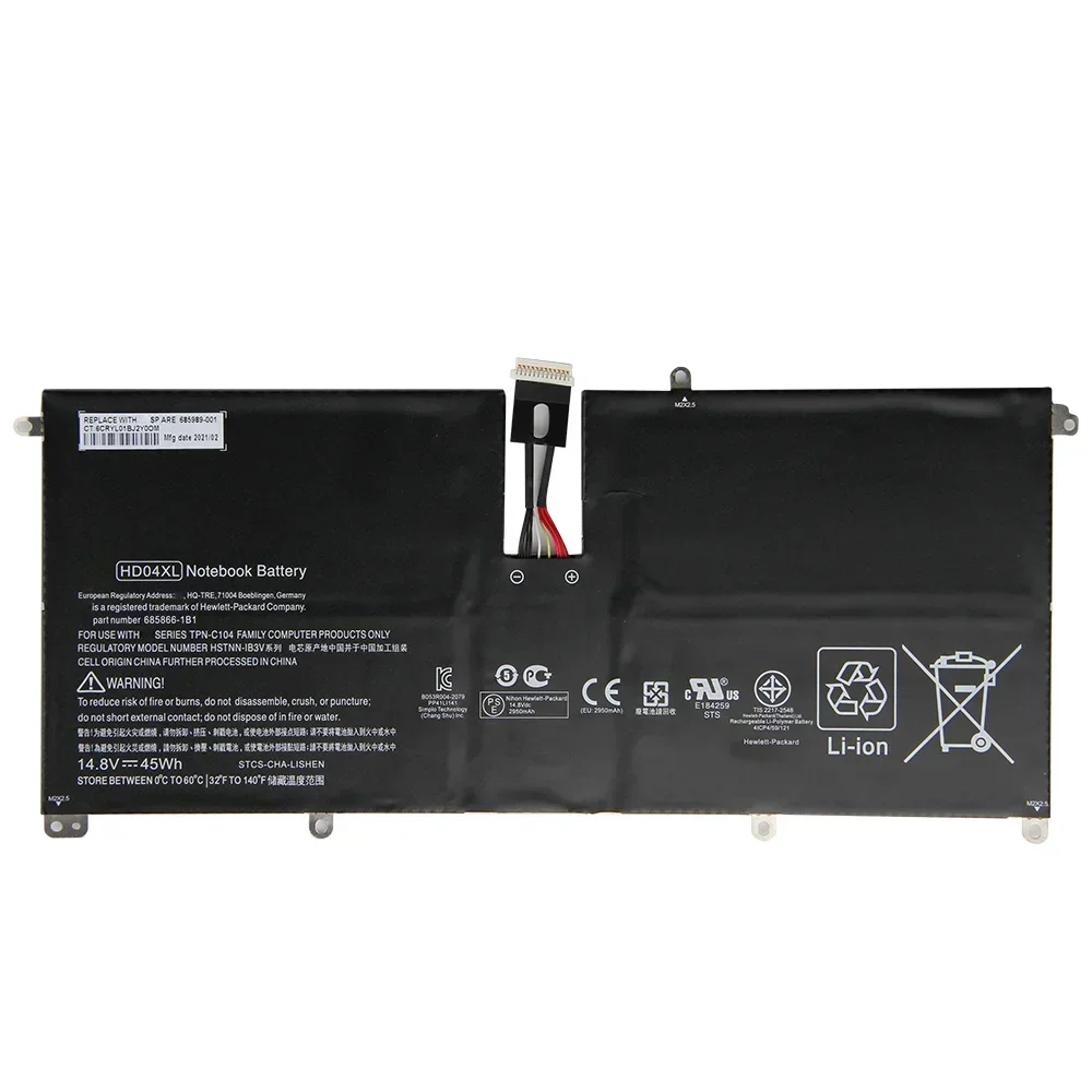 

Совершенно новый сменный аккумулятор HD04XL емкостью 45 Втч для HP Envy Spectre XT HSTNN-IB3V 13-2120tu TPN-C104 13-2095ca 685989-001