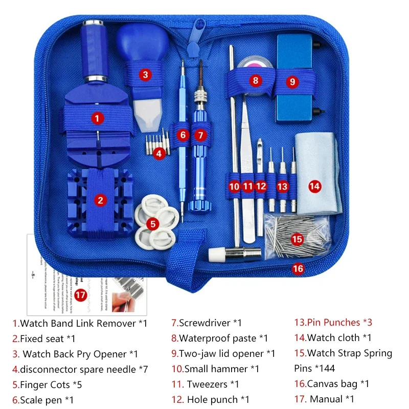 Watch Repair Tool Kit 172Pcs Clock Repair Station Set Can Be Used To Disassemble Watch Replace Battery Pack Accessories Suit