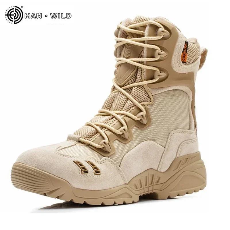 

Men Winter Military Boots Leather Camouflage Lace Boots High Top Safety Works Combat Ankle Boots Men's Tactical shoes