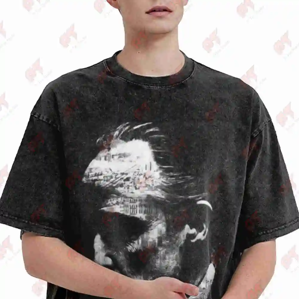 Godfather City Profile Movie Vintage Washed Tee Pure Cotton T-Shirt