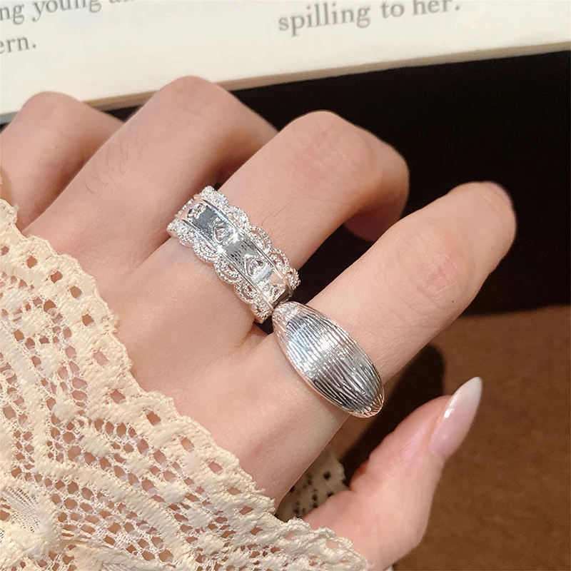 GANPUP Eleganter Süßer Spitzenblumen-Ring, Verstellbar, Offener Ring für Damen, Modischer Neuer Fingerring, Schmuck, Valentinstagsgeschenk, Party-Accessoire – Detail 1