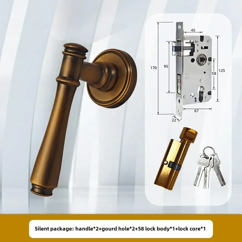 Indoor Bedroom Wooden Door Split Lock, Simple and Quiet, Door Handle Lock, Universal with Lock Included