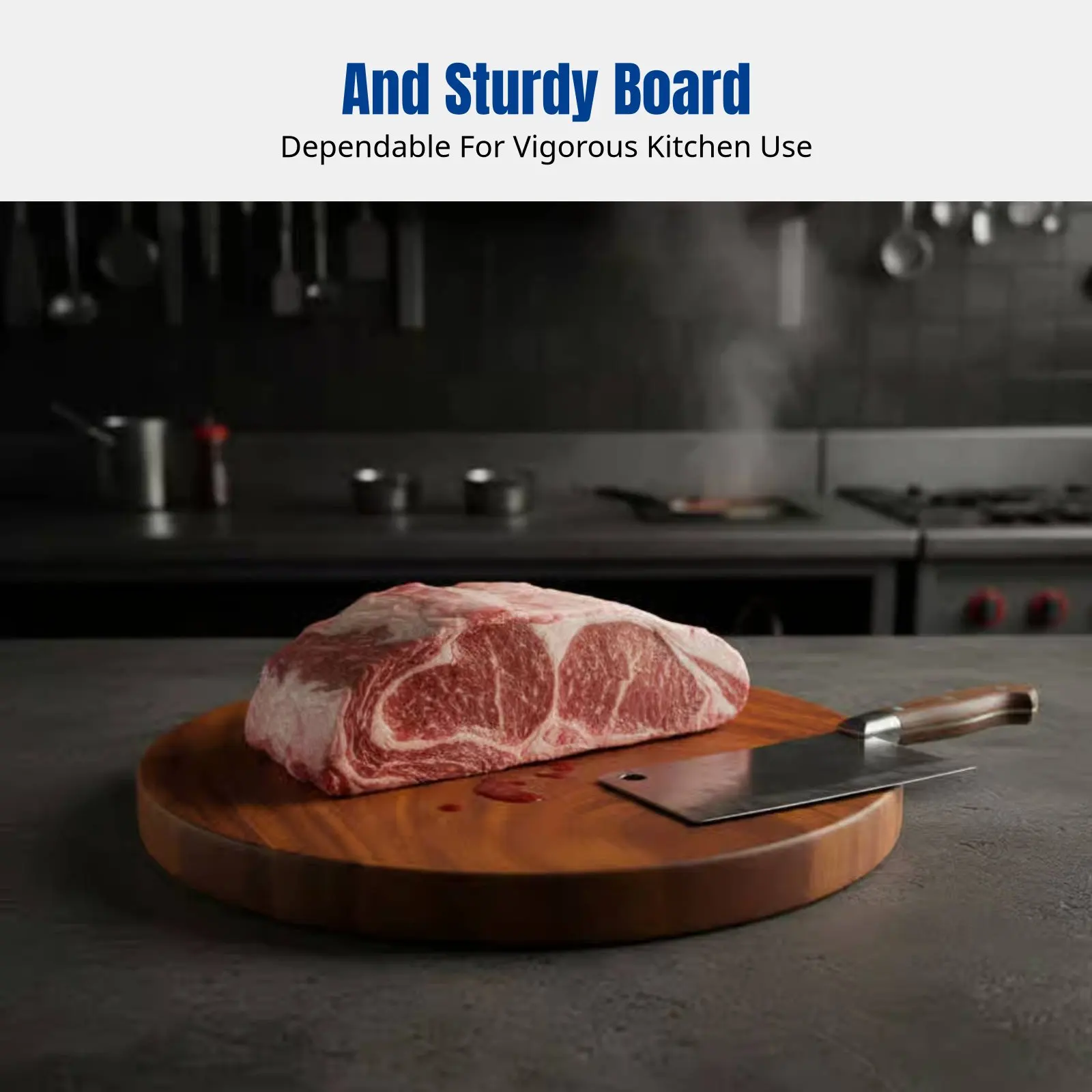 

Clam Wood Cutting Board, Imported Ironwood, Durable Round Chopping Board, U-Handle/Steel Ring, Eco-Friendly