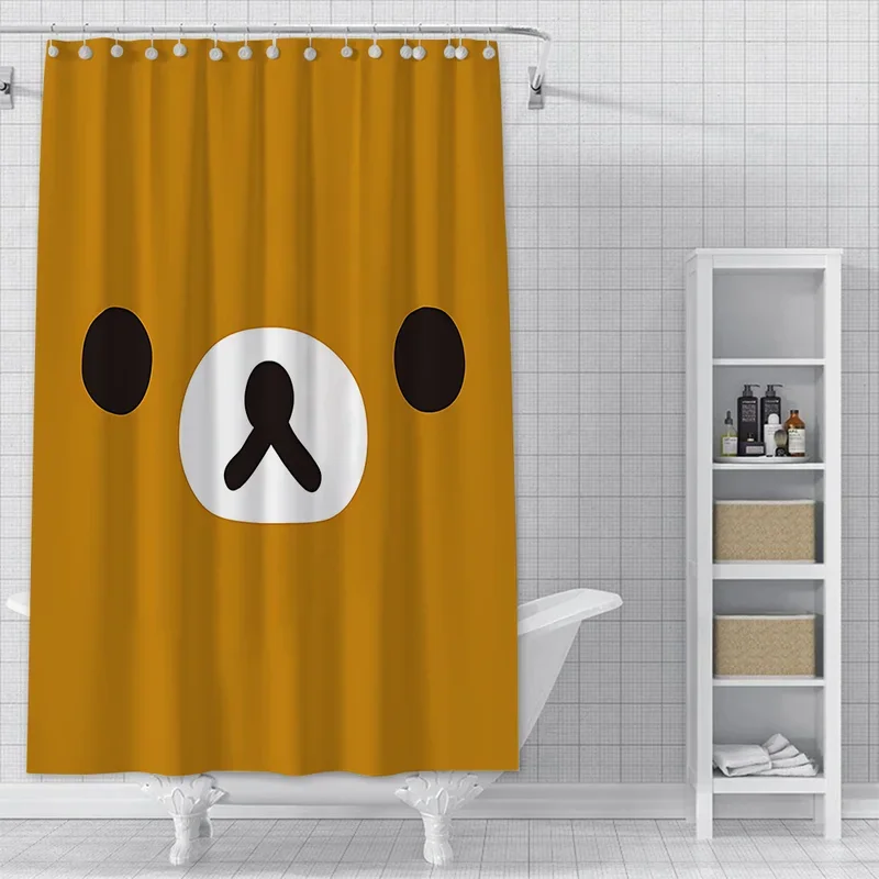 Cartoon Cute R-Rilakkuma Bear Shower Curtain Waterproof Polyester Fabric Colorful Bath Curtains Home Bathroom Curtain With Hook