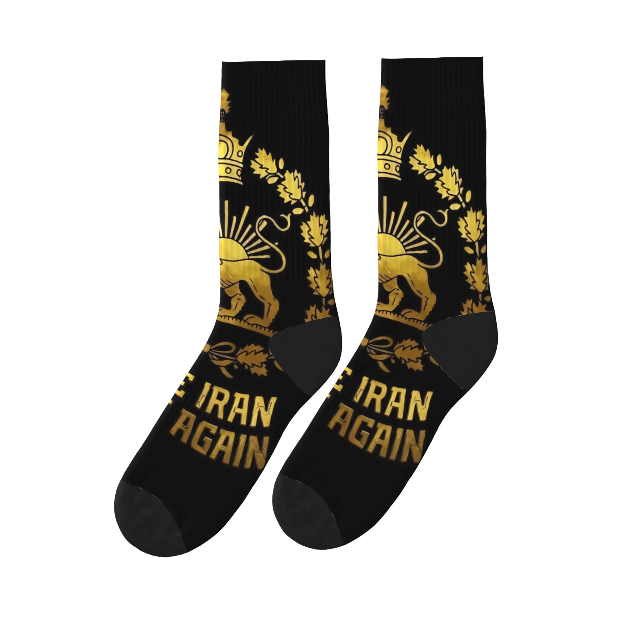 

Make Iran Great Again Lion And Sun Socks Non Slip Stockings Men Warm Soft Skateboard Socks Spring Harajuku Graphic Socks