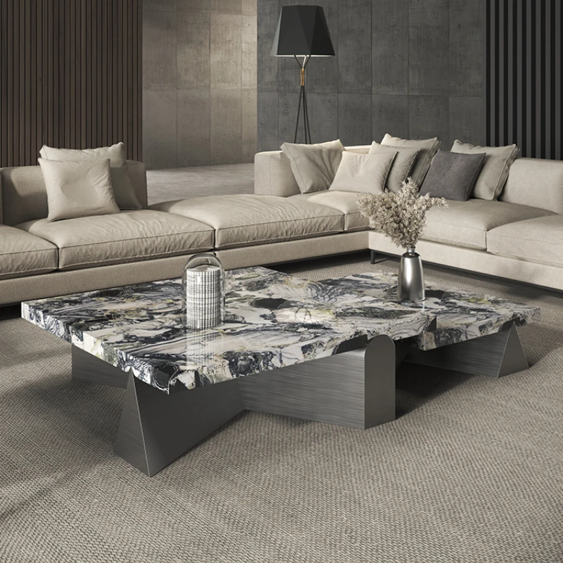 

Cold Jade Italian Style Light Luxury Stone Square Coffee Table Modern Minimalist Villa High-End Marble Tea Table