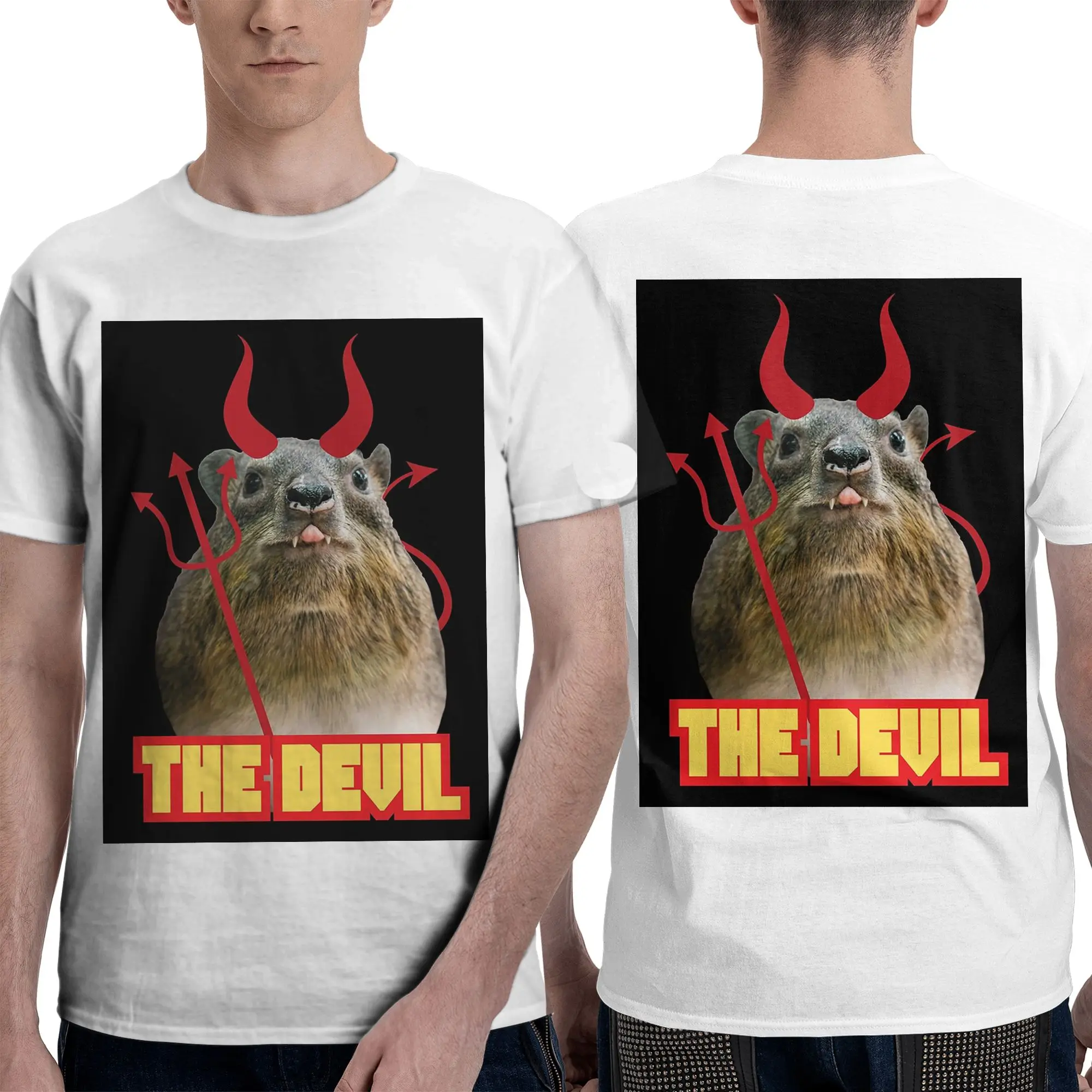 100% Cotton Rock Hyrax Devil T-Shirt Men's Double Sided T Shirt Men O-Neck Summer Shirts Tops S-6XL