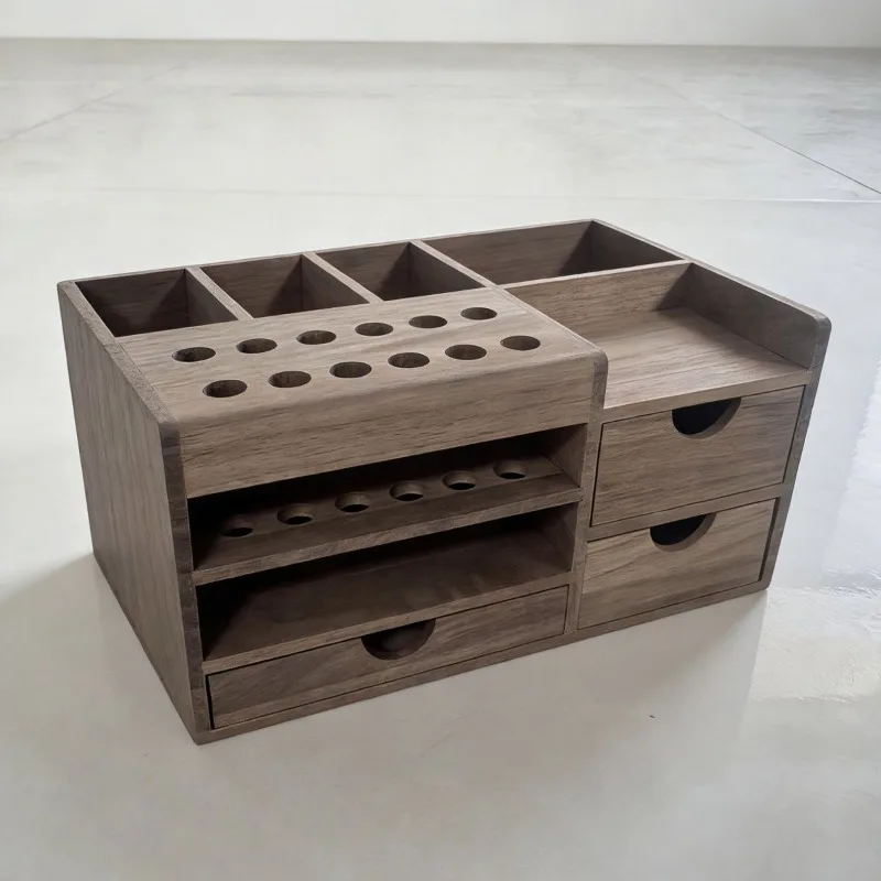 Wooden Tool Box Partition Parts Storage Rack Makeup Brush Desktop Organizer Rack Mobile Phone Repair Screwdriver Insertion Box