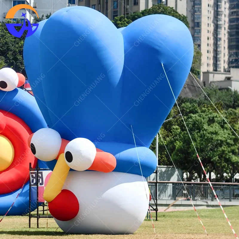 Large Inflatable Cartoon Blue Badminton Prop - Customizable Decor for Outdoor Lawn Sports Event Promotion