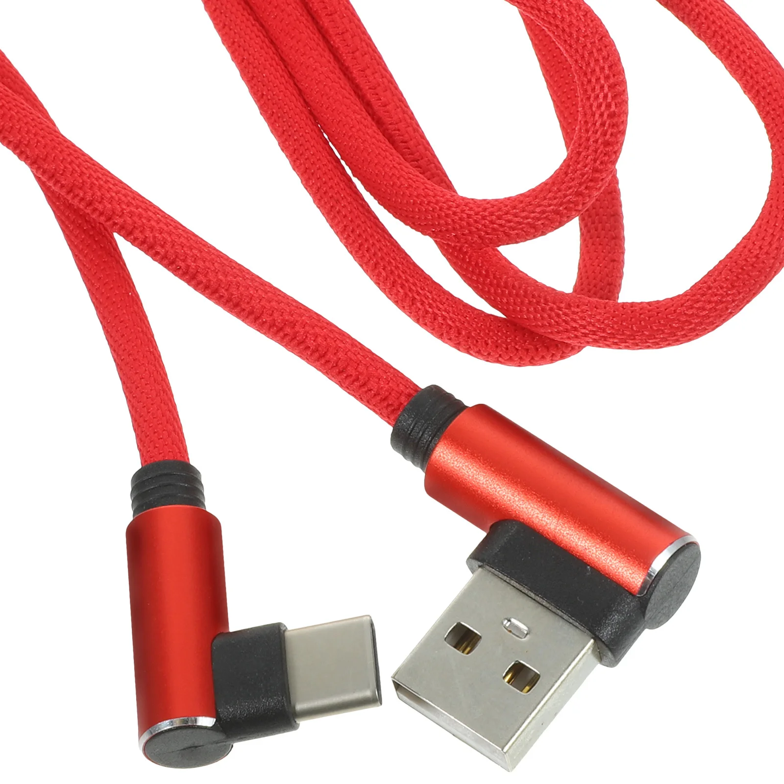 

1M Right Type-C Charging Cable Braided 90 Degree Fast Sync Data Type-C Usb Cable Cord For Phone Usb C Nylon Red