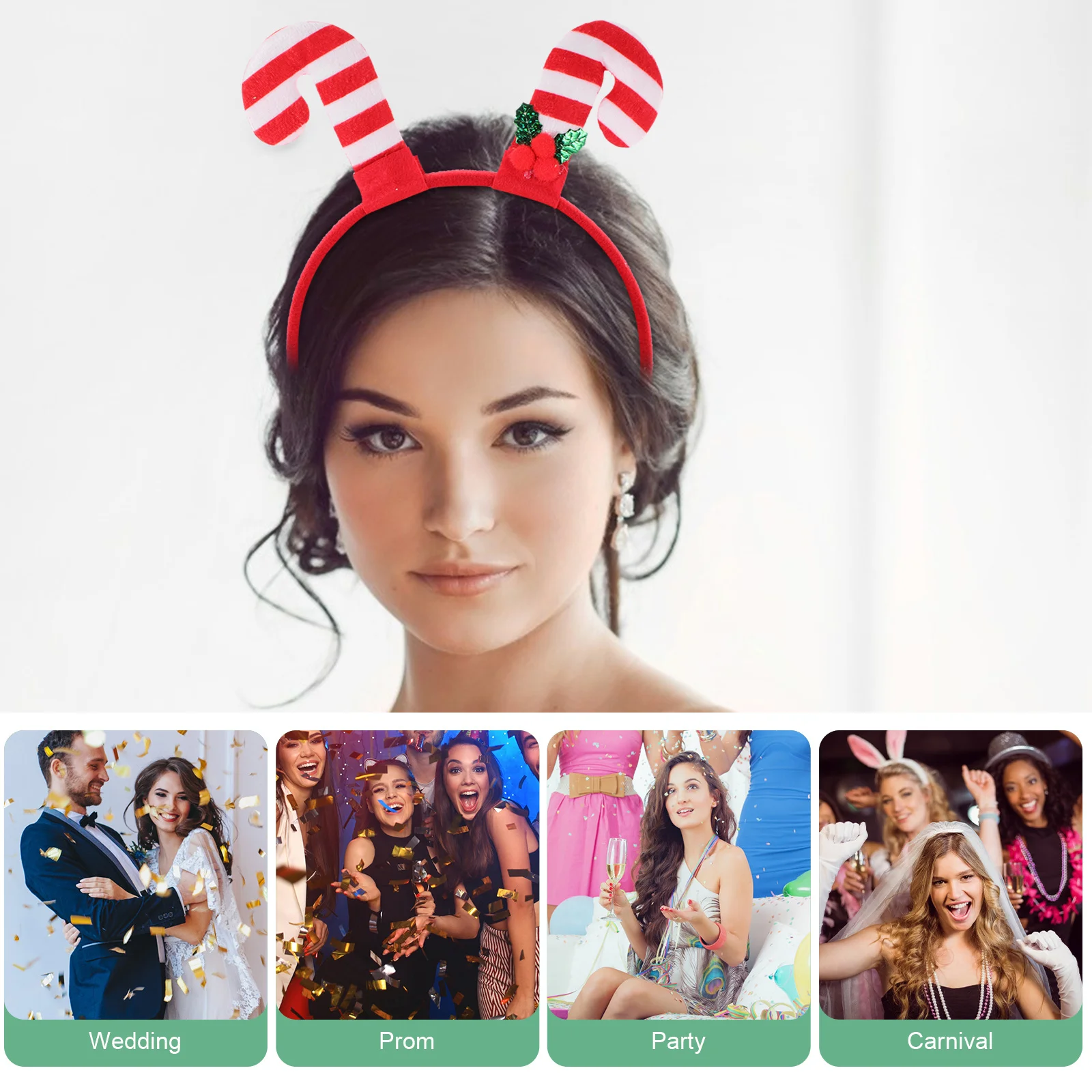 

3pcs Christmas Candy Cane Hairband Festival Party Headdress Christmas Headwear Costume Hair Decor Holiday Photo Props Xmas Party