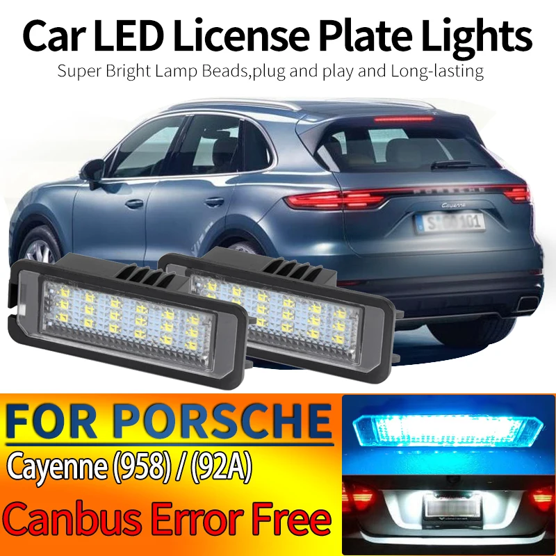 2Pcs Canbus Error Free Car License Plate Light Led For Porsche Cayenne 958 2010-2014 92A 2010-2020 Number Plate Lamp Accessories