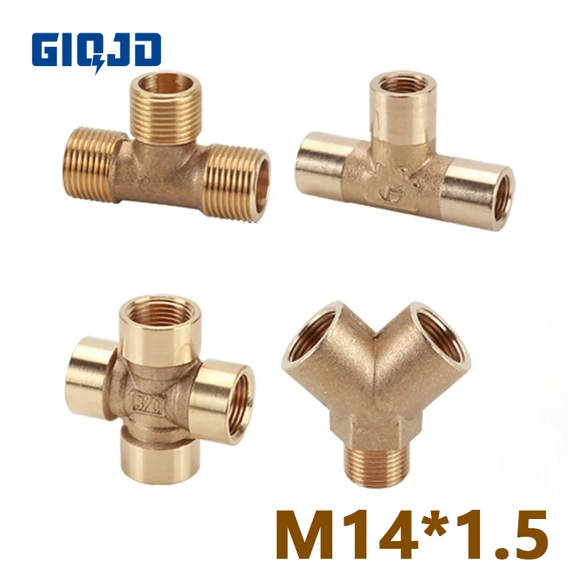 Brass Pipe Fitting Tee 3Way 4Way M14*1.5 M22x1.5 1/2 BSP Female MaleThread Copper Water Gas Oil Tube Adapter Coupler Connector