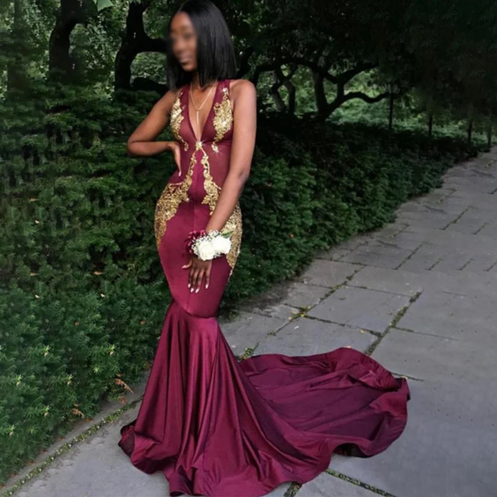 

Customized Elegant Long Golden Appliques Evening Dresses for Special Occasions Floor-Length Gala Prom Party Gala Dress 2025