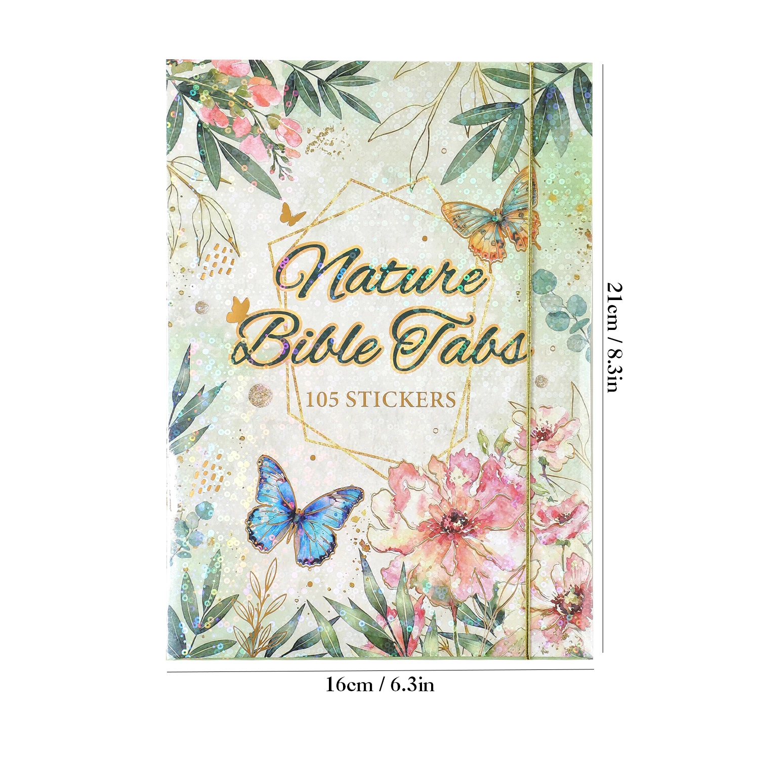 105Pcs Butterfly Floral Bible Tabs, Gold Foil Large Print Bible Labels with Blank Tabs, for Bible Study for Women Girls