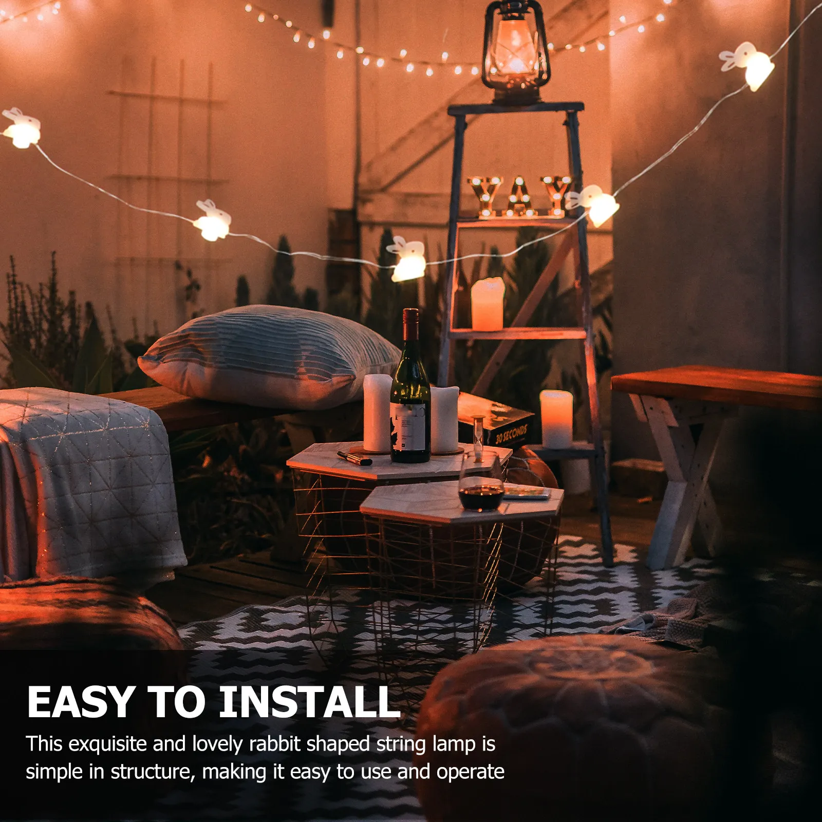 

LED Copper Wire Easter Rabbit String Light Creative Festival Lamp Lighting Scene Ornament Warm Operated Indoor