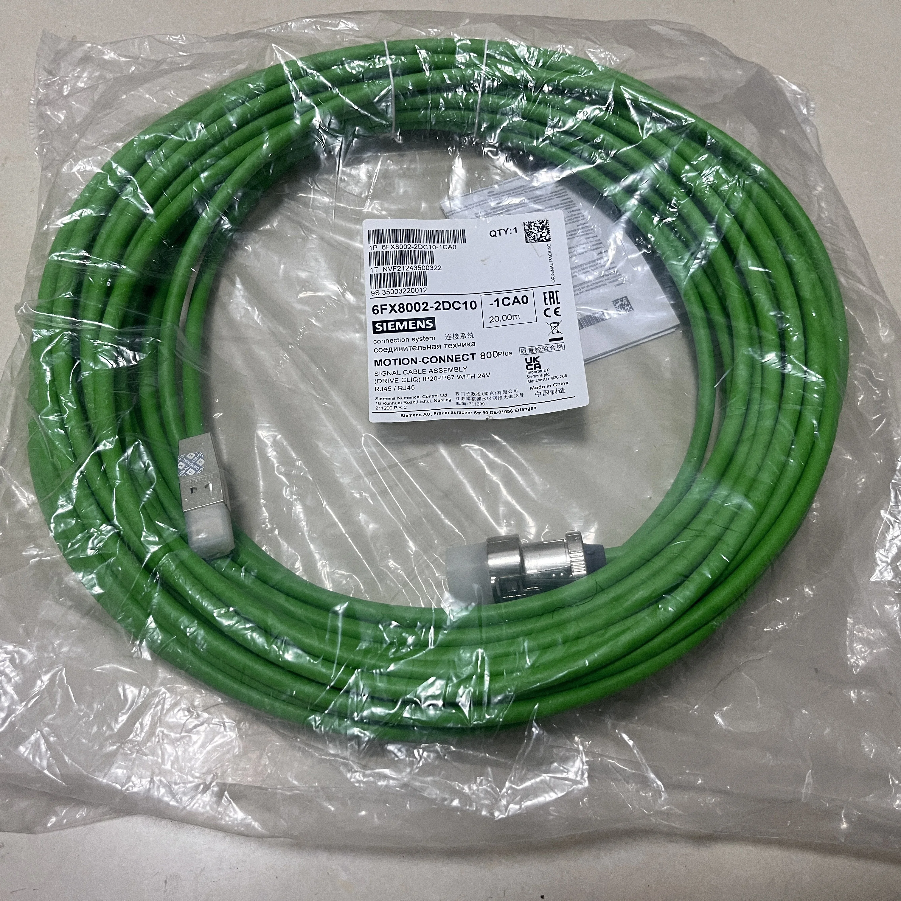 Cabo codificador Siemens 6Fx8002-2Dc10-1Ca0 Cabo de feedback de sinal 20m