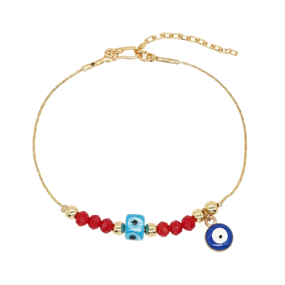 Go2boho Summer Handmade Fashion Jewelry Multi Color Crystal Beads Evil Eye Gold Plated Bracelets For Women Party Accessories