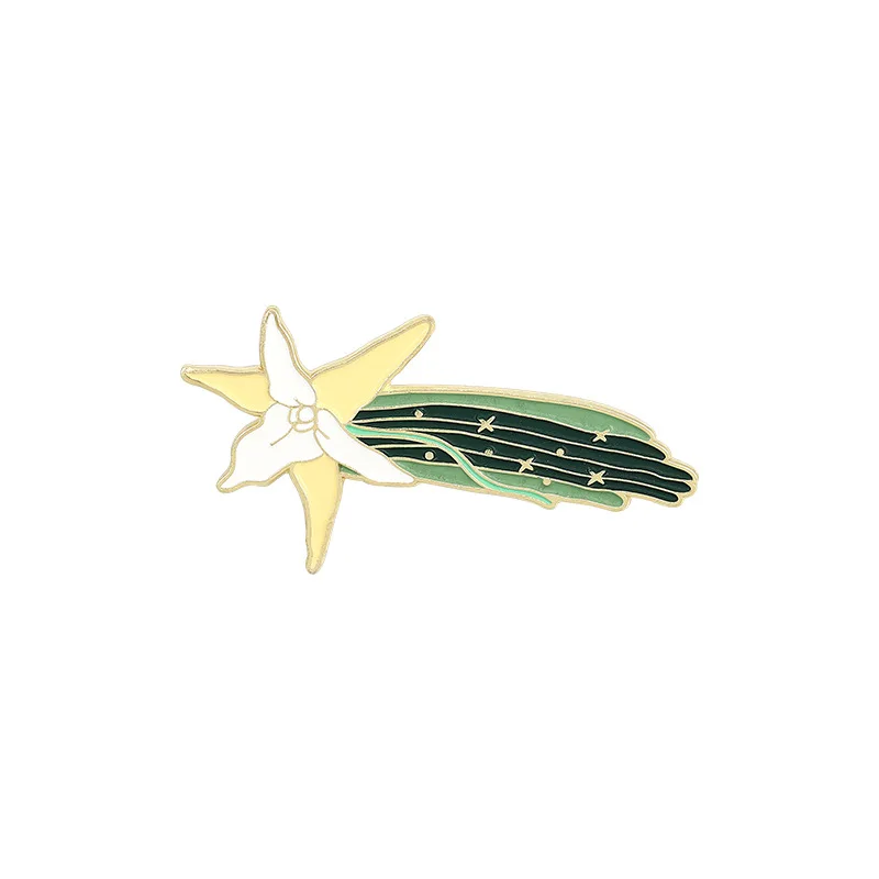 Luminous Enamel Pin Comet Orchid Long-beaked Hawk Moth Brooches Bag Lapel Pin Badge Jewelry Gift for Kids Friends