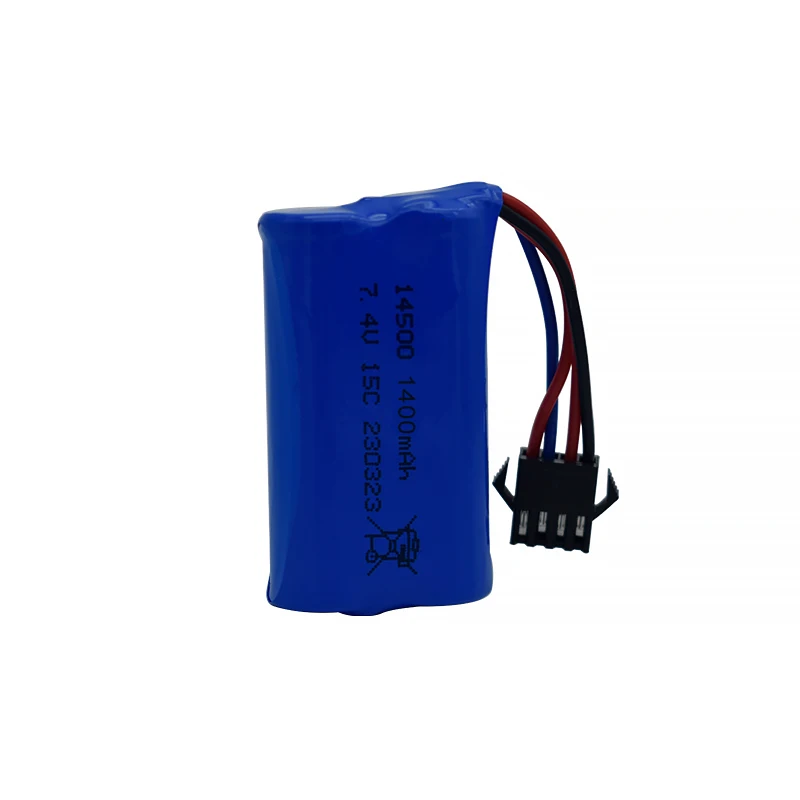 Pengisi daya USB untuk senjata air RC truk kapal helikopter aksesori baterai 7.4V 1400mAh 14500 baterai lithium-ion/dengan colokan SM4P/pengisi daya USB