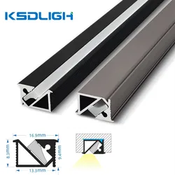 Recessed LED Aluminum Profile Anti-glare Laminate Light Oblique Glowing Hidden Channel Silicone Cover Shelf Cabinet Linear Strip