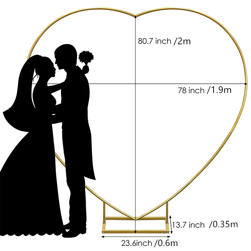 Imagem -03 - Coração Forma Balão Arco Frame Arco de Casamento Dourado para Cerimônia de Casamento Metal Coração-forma Backdrop Stand Balão Arco Stand 6.7ft