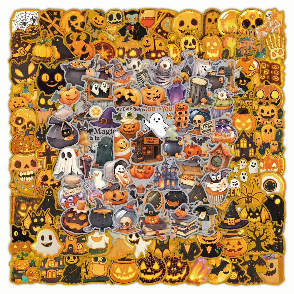 ملصقات كرتونية لمهرجان الهالوين - مجموعة كبيرة من الكتابة على الجدران المقاومة للماء لحسابات اليد وديكور حافظة الهاتف (متجر Anime Worlds)