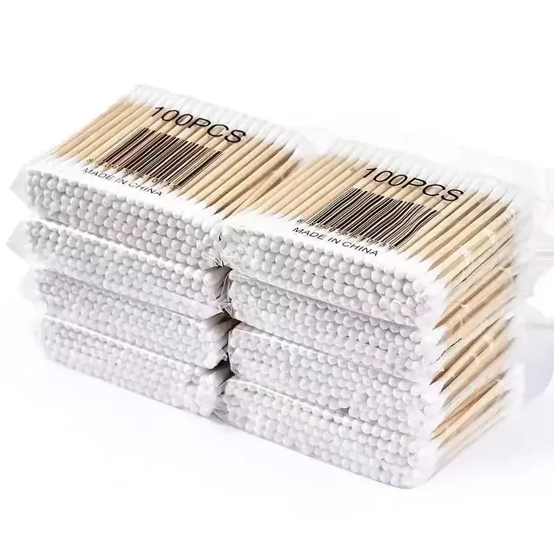 100Pcs/Pack Wooden Sticks Baby Cotton Swabs Cleaning of Ears Tampons Health Beauty Cotton Swab Cleaning Cotton Buds